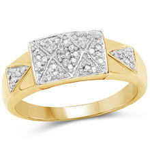 将图片加载到图库查看器,14K Yellow Gold Plated 0.21 Carat Genuine White Diamond .925 Sterling Silver Ring