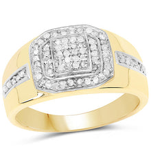 Load image into Gallery viewer, 14K Yellow Gold Plated 0.29 Carat Genuine White Diamond .925 Sterling Silver Ring