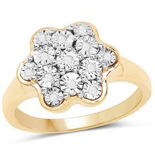 Load image into Gallery viewer, 14K Yellow Gold Plated 0.07 Carat Genuine White Diamond .925 Sterling Silver Ring