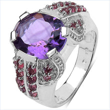 Load image into Gallery viewer, 5.37 Carat Genuine Amethyst & Rhodolite .925 Sterling Silver Ring