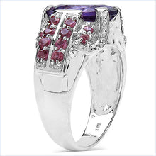 Load image into Gallery viewer, 5.37 Carat Genuine Amethyst & Rhodolite .925 Sterling Silver Ring