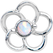 Load image into Gallery viewer, 1/4 White Faux Opal Internally Threaded Hollow Flower Labret Monroe