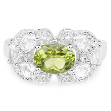 Load image into Gallery viewer, 2.70 Carat Genuine Peridot and White Zircon .925 Sterling Silver Ring