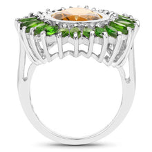Load image into Gallery viewer, 7.02 Carat Genuine Citrine and Chrome Diopside .925 Sterling Silver Ring