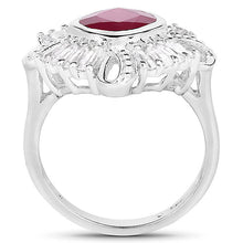 将图片加载到图库查看器,2.66 Carat Glass Filled Ruby and White Topaz .925 Sterling Silver Ring