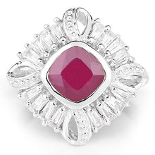 将图片加载到图库查看器,2.66 Carat Glass Filled Ruby and White Topaz .925 Sterling Silver Ring