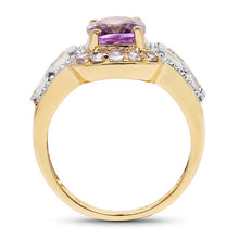 Load image into Gallery viewer, 14K Yellow Gold Plated 2.28 Carat Genuine Amethyst, Tanzanite And White Topaz .925 Sterling Silver Ring