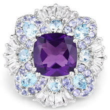 Load image into Gallery viewer, 8.38 Carat Genuine Multi Stones .925 Sterling Silver Ring