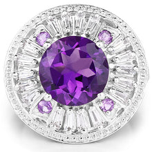 Load image into Gallery viewer, 5.58 Carat Genuine Amethyst and White Topaz .925 Sterling Silver Ring