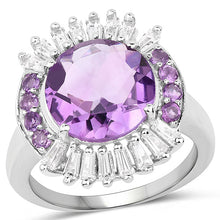 Load image into Gallery viewer, 5.20 Carat Genuine Amethyst and White Topaz .925 Sterling Silver Ring