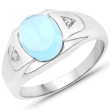 Load image into Gallery viewer, 3.67 Carat Genuine Swiss Blue Topaz and White Topaz .925 Sterling Silver Ring