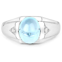 Load image into Gallery viewer, 3.67 Carat Genuine Swiss Blue Topaz and White Topaz .925 Sterling Silver Ring