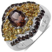 Load image into Gallery viewer, 2.56 Carat Genuine Smoky Quartz & Citrine .925 Sterling Silver Ring