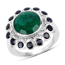 Load image into Gallery viewer, 6.88 Carat Dyed Emerald & Blue Sapphire .925 Sterling Silver Ring