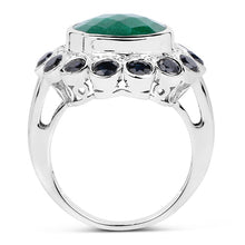 Load image into Gallery viewer, 6.88 Carat Dyed Emerald & Blue Sapphire .925 Sterling Silver Ring