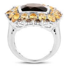 Load image into Gallery viewer, 9.16 Carat Genuine Smoky Quartz & Citrine .925 Sterling Silver Ring