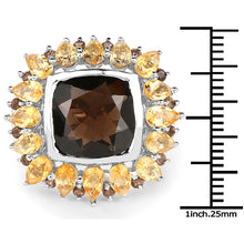 Load image into Gallery viewer, 9.16 Carat Genuine Smoky Quartz & Citrine .925 Sterling Silver Ring