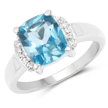 Load image into Gallery viewer, 3.55 Carat Genuine London Blue Topaz & White Topaz .925 Sterling Silver Ring
