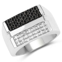 Load image into Gallery viewer, 0.64 Carat Genuine Black Diamond and White Diamond .925 Sterling Silver Ring