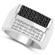 Load image into Gallery viewer, 0.64 Carat Genuine Black Diamond and White Diamond .925 Sterling Silver Ring