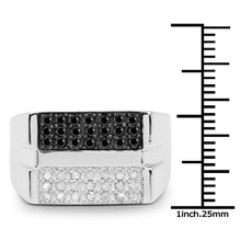 Load image into Gallery viewer, 0.64 Carat Genuine Black Diamond and White Diamond .925 Sterling Silver Ring