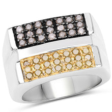 Load image into Gallery viewer, 0.63 Carat Genuine Champagne Diamond and Yellow Diamond .925 Sterling Silver Ring