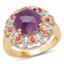 Load image into Gallery viewer, 14K Yellow Gold Plated 5.55 Carat Genuine Pink Sapphire & Ruby .925 Sterling Silver Ring