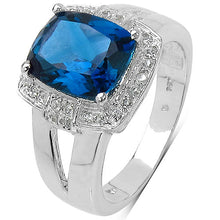 Load image into Gallery viewer, 3.64 Carat Genuine London Blue Topaz and White Topaz .925 Sterling Silver Ring