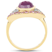 Load image into Gallery viewer, 14K Yellow Gold Plated 3.02 Carat Genuine Pink Sapphire and White Topaz .925 Sterling Silver Ring