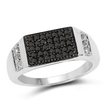 Load image into Gallery viewer, 0.55 Carat Genuine Black Diamond and White Diamond .925 Sterling Silver Ring