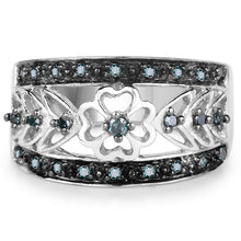 Load image into Gallery viewer, 0.31 Carat Genuine Blue Diamond .925 Sterling Silver Ring