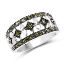 Load image into Gallery viewer, 0.32 Carat Genuine Green Diamond .925 Sterling Silver Ring