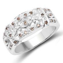 Load image into Gallery viewer, 0.32 Carat Genuine Champagne Diamond .925 Sterling Silver Ring