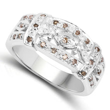 Load image into Gallery viewer, 0.32 Carat Genuine Champagne Diamond .925 Sterling Silver Ring