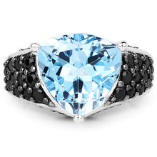 Load image into Gallery viewer, 5.49 Carat Genuine Blue Topaz and Black Spinel .925 Sterling Silver Ring