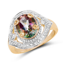 Load image into Gallery viewer, 14K Yellow Gold Plated 3.15 Carat Genuine Quartz Mystic .925 Sterling Silver Ring