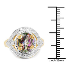 Load image into Gallery viewer, 14K Yellow Gold Plated 3.15 Carat Genuine Quartz Mystic .925 Sterling Silver Ring