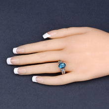 Load image into Gallery viewer, 2.72 Carat Genuine London Blue Topaz and Blue Diamond .925 Sterling Silver Ring