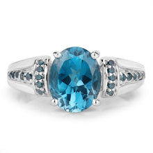 Load image into Gallery viewer, 2.72 Carat Genuine London Blue Topaz and Blue Diamond .925 Sterling Silver Ring
