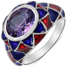Load image into Gallery viewer, 2.16 Carat Genuine Amethyst & White Diamond .925 Sterling Silver Ring