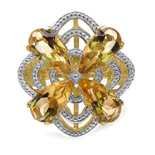 将图片加载到图库查看器,14K Yellow Gold Plated 8.81 Carat Genuine Citrine & White Diamond .925 Sterling Silver Ring