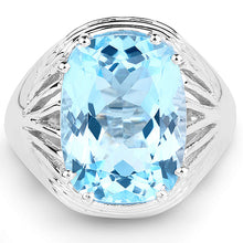 Load image into Gallery viewer, 12.10 Carat Genuine Blue Topaz .925 Sterling Silver Ring