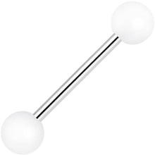 Load image into Gallery viewer, White Silicone Coated Acrylic Ball End Barbell Tongue Ring