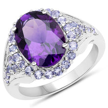 Load image into Gallery viewer, 5.90 Carat Genuine Amethyst and Tanzanite .925 Sterling Silver Ring