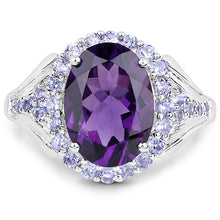 Load image into Gallery viewer, 5.90 Carat Genuine Amethyst and Tanzanite .925 Sterling Silver Ring