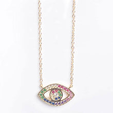 Load image into Gallery viewer, Rainbow CZ Eye Necklace