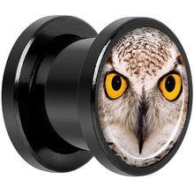 Load image into Gallery viewer, Full Color Owl Black Anodized Screw Fit Plug Set 00G