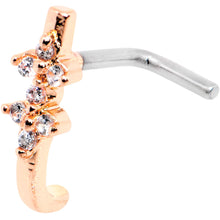 Load image into Gallery viewer, 18G Clear CZ Rose Gold Tone Bling Faux Hoop L Shaped Nose Ring
