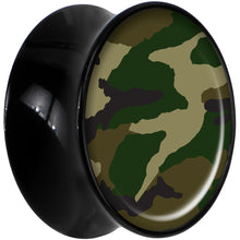 Load image into Gallery viewer, Black Acrylic Woodland Camo Print Saddle Plug Set 20mm