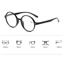 Load image into Gallery viewer, Read Eyeglass Men Women Round Vintage Reading Glasses Blue Light Blocking Glasses Men Women Retro Thick Round Rim Frame Eyeglasses Light Weight With Spring Hinge Easy To Carry +1 +1.5 +2 +2.5 +3 +3.5